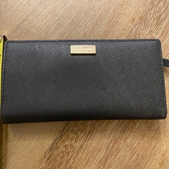 Kate Spade Staci Large Slim Bifold Wallet Black Textured Leather (NWT) - Picture 3 of 3